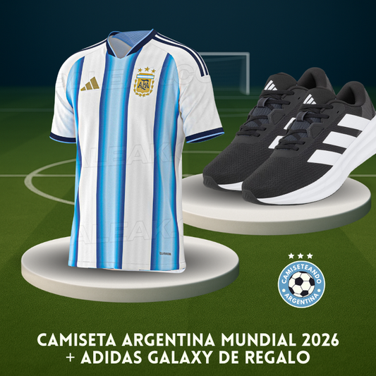 OFERTA EXCLUSIVA: Camiseta Oficial Argentina Mundial 2026 + Zapatillas Adidas Galaxy de REGALO